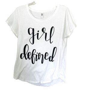 Girl Defined Black White Graphic Print Logo Short Sleeve Shirt Size Small